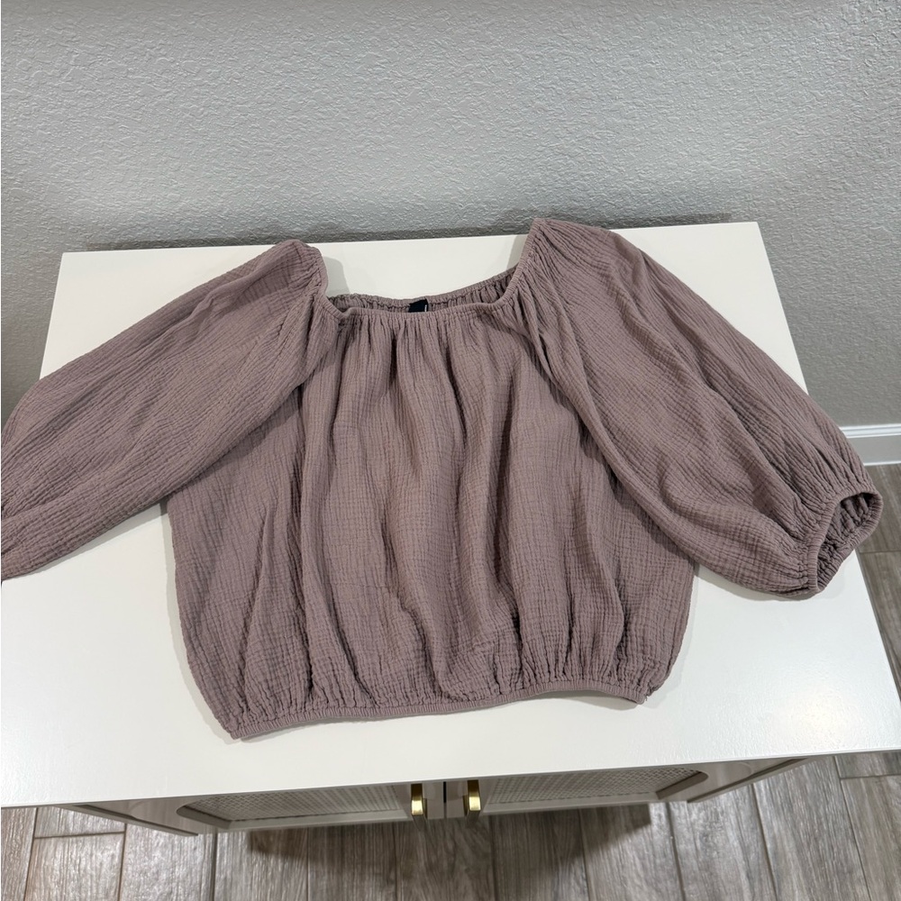 Bobi elastic boat neck top in taupe